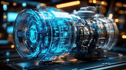 futuristic turbo engine technology with transparent design