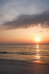 Sunset view at the sea at Kaeng Krachan National Park, Prachuap Khiri Khan Province, Thailand.