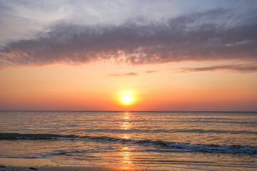 Sunset view at the sea at Kaeng Krachan National Park, Prachuap Khiri Khan Province, Thailand.