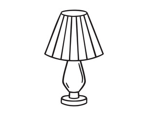Obraz premium Table lamp interior table lamp doodle hand drawn icon. Outline drawing table lamp interior table lamp line clipart symbol