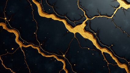 Midnight Opulence: Black Granite with Radiant Gold Veins