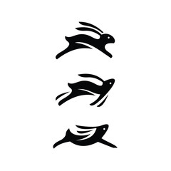 set of jumping rabbit logo design