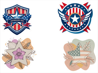 Naklejka premium Veterans Day Icon and T-Shirt Vector Design – Perfect for Print and Merch