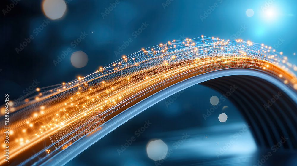 Poster dynamic digital representation of data flow with glowing lines and particles, illustrating high speed internet connectivity and futuristic technology concepts