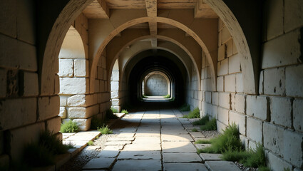 Fototapeta premium Ancient Passage: Weathered Stone Corridor