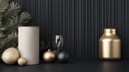 Close-up of luxurious indoor celebration gold and champagne theme