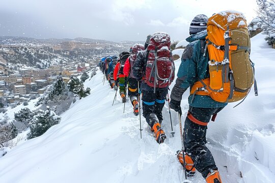 Winter hiking adventure in chitral gol national park, hind kush mountains, pakistan, february 2025