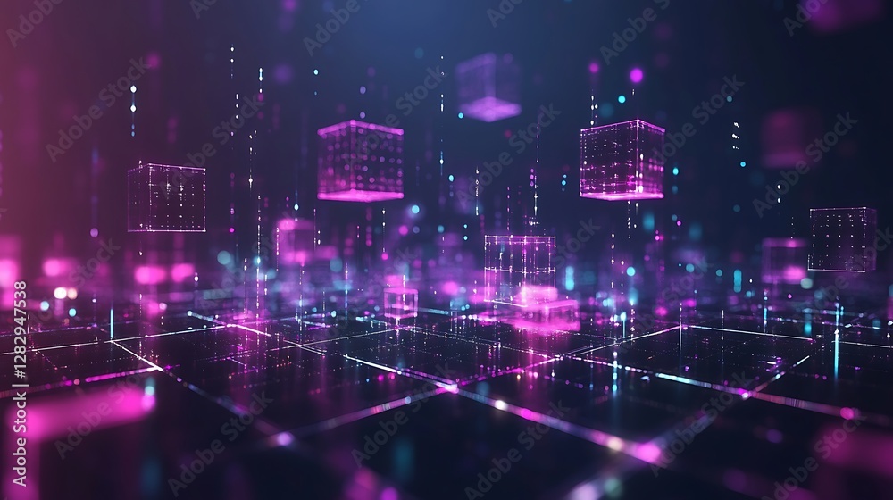 Aufkleber digital abstract data and connection network shown with cubes
