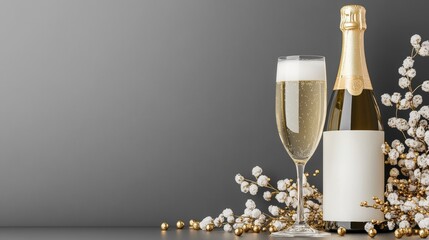 Elegant drink photography luxury champagne glass with gold accents