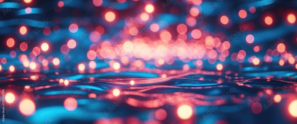 Poster abstract bokeh background with blue and red lighting creating a colorful textured surface in a blurr