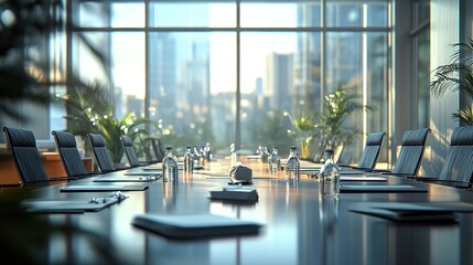 Business ethics committee meeting in a bright office with large windows, discussing corporate social responsibility initiatives, fostering a collaborative and forward-thinking atmosphere.