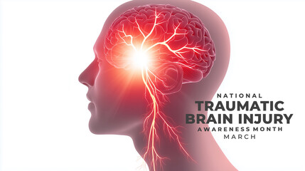 National Traumatic Brain Injury awareness month. Brain Injury concept background.
