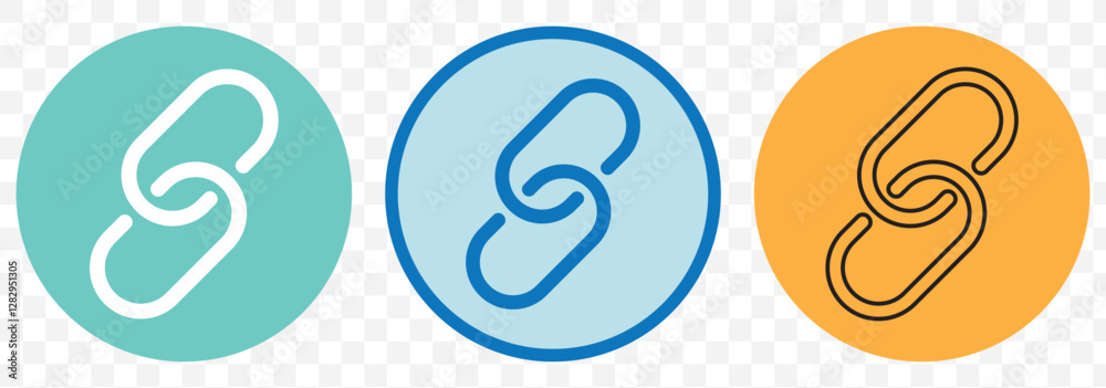 Poster internet url or webpage url link icons set. chain thick line icon, outline vector sign, linear simpl