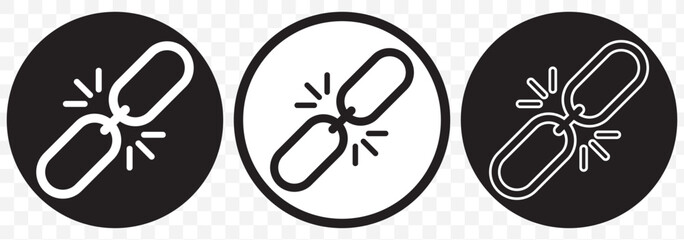 Set of black chain link icons in different styles, representing connection, hyperlinks, and attachment concepts. EPS 10. 