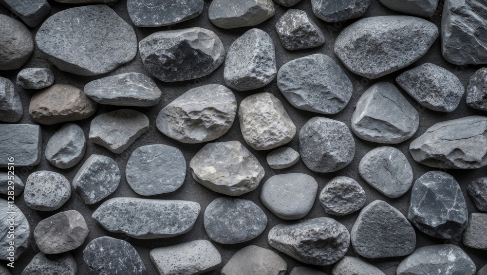 Poster gray rocks and pebbles arranged in a seamless pattern for texture background or design elements in v