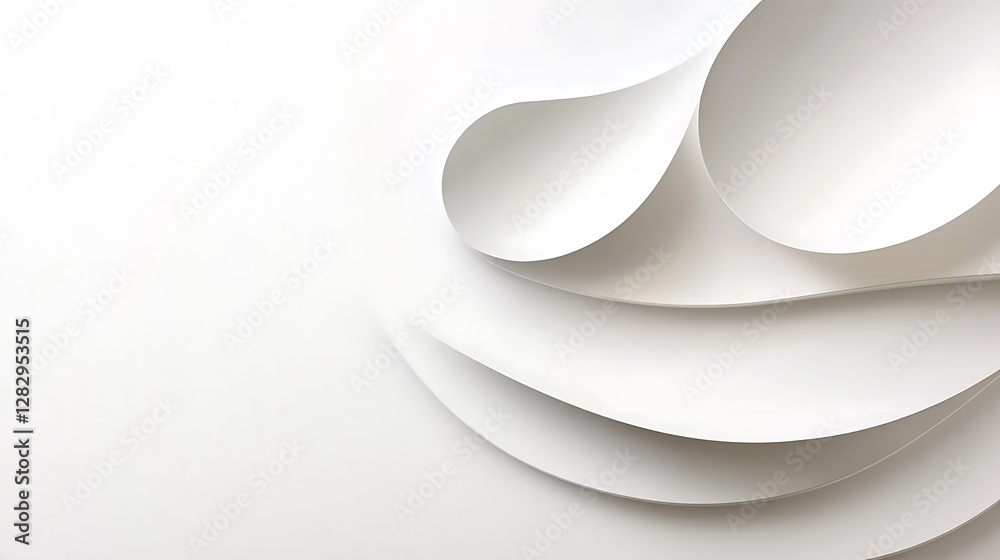 Poster white paper swirls displaying layers and creating interesting abstract shapes