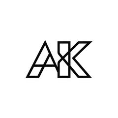 AK monogram logo design letter text name symbol monochrome logotype alphabet character simple logo