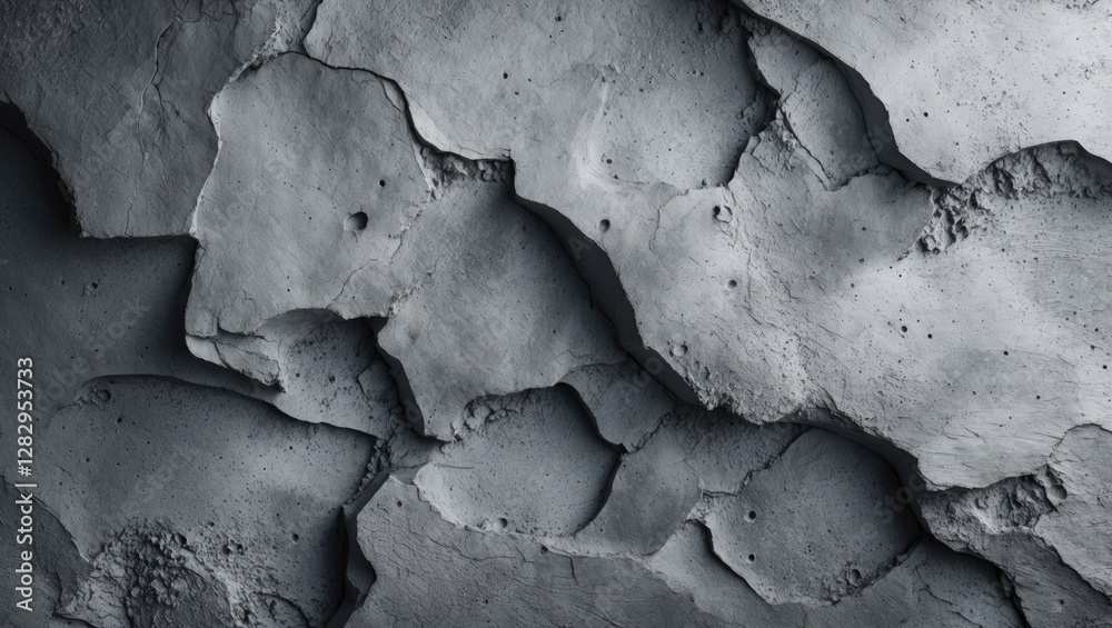 Poster textured abstract gray concrete surface with irregular patterns and fissures. suitable for backgroun