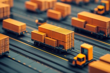 Global trade logistics shipping freight transport in high-tech yard
