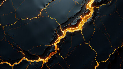 Nocturnal Treasure: Luxurious Black Granite with Veins of Pure Gold