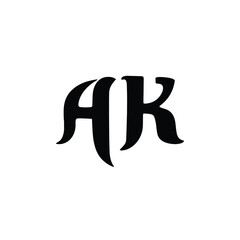 AK monogram logo design letter text name symbol monochrome logotype alphabet character simple logo