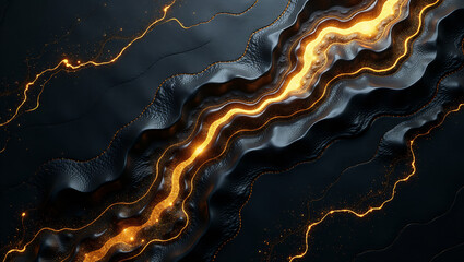 Imperial Radiance: Polished Black Granite with Luminous Gold Embroidery