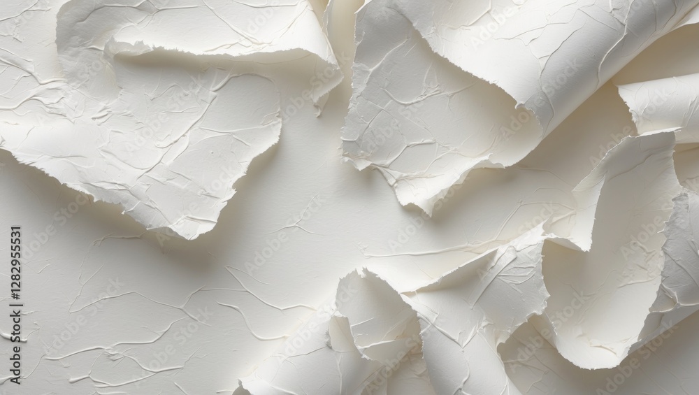 Poster white textured paper background with crumpled and torn edges creating an abstract pattern. ideal for