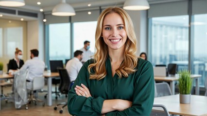 Fototapeta premium Confident and Successful Businesswoman Leading a Team in a Modern Office Environment