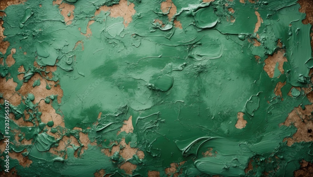 Poster green textured paint surface with layered materials and uneven patterns suitable for background or d