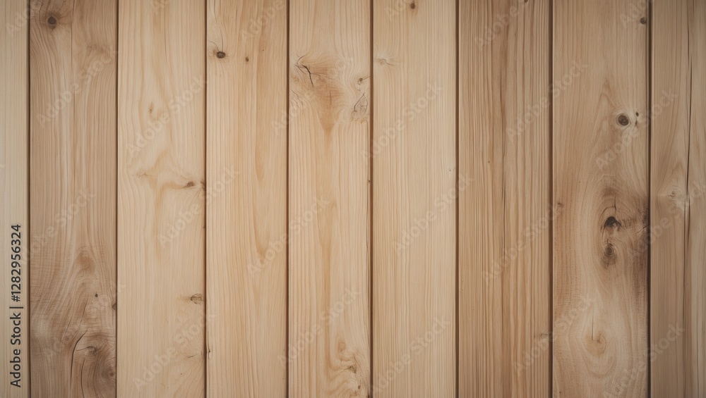 Poster light wooden planks arranged vertically in a neat pattern with natural grain and texture visible for