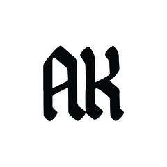 AK monogram logo design letter text name symbol monochrome logotype alphabet character simple logo