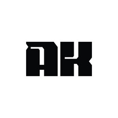 AK monogram logo design letter text name symbol monochrome logotype alphabet character simple logo