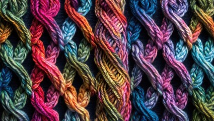 Fototapeta premium Colorful woven threads in intricate patterns showcasing textile design and craftsmanship detail.