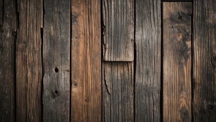 Naklejka premium Textured wooden planks background with varying shades of brown and gray enhancing natural rustic appeal