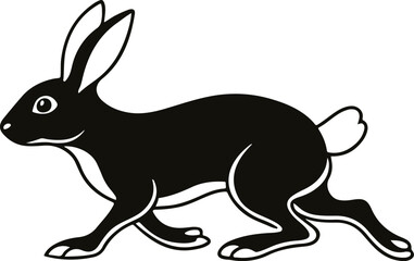"Black and White Stylized Hare Illustration"