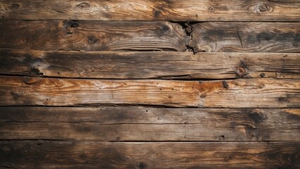 Fototapeta premium Dark weathered wooden surface with knots and grains showing, ideal for backgrounds or texture applications.