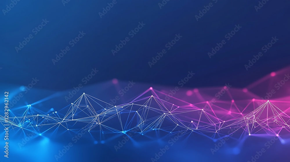 Poster abstract rendering of a connected network over a blue gradient