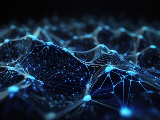 "Abstract Digital Network &ndash; Futuristic Blue Data Connections and AI Web"