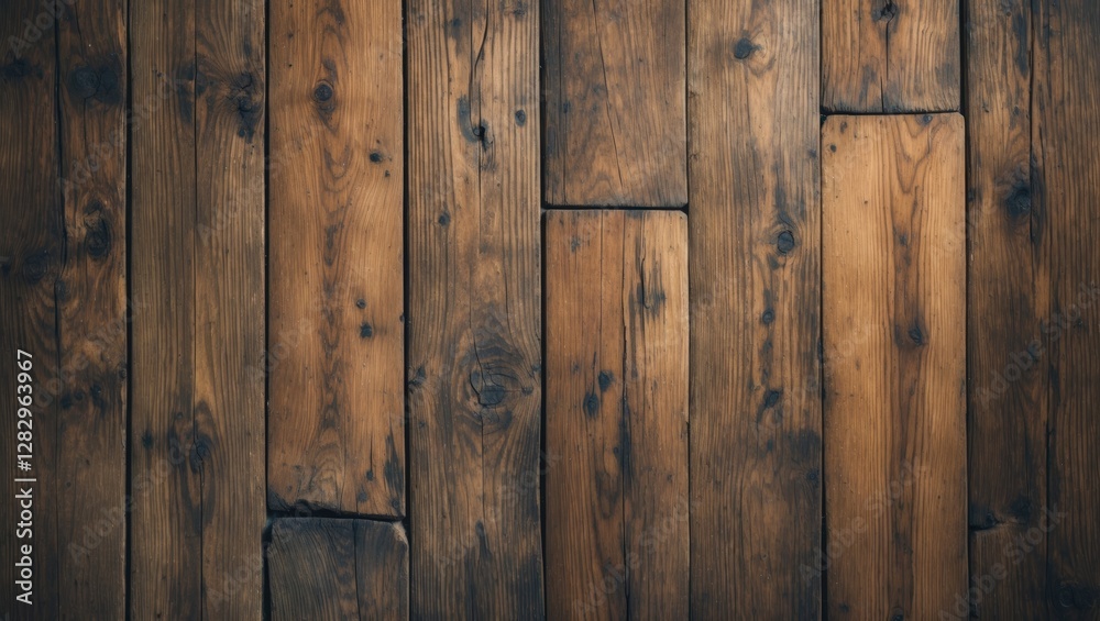 Poster wooden floor texture with natural grain and color variations in planks arranged in a horizontal patt