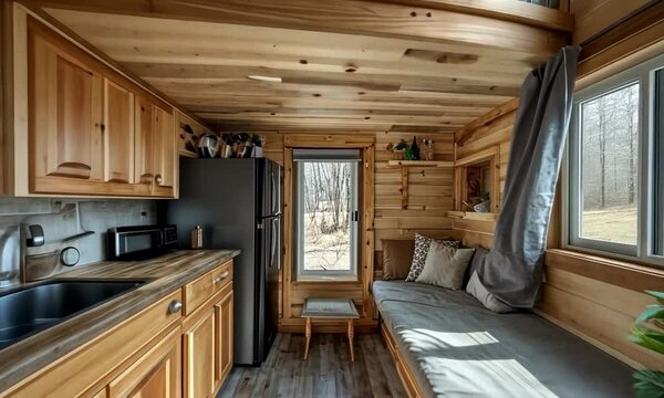 Cozy Tiny House Interior Design: Rustic Wood Cabin Charm
