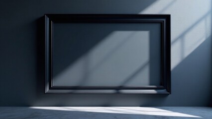 Fototapeta premium Empty Dark Frame on a Wall with Subtle Light and Shadow Play