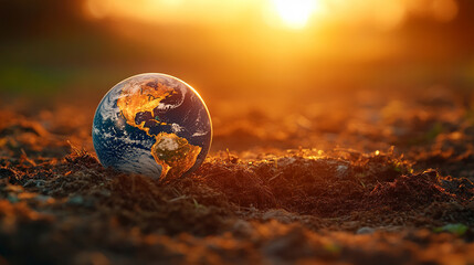  A visual representation of global warming and climate change, highlighting melting ice caps, rising temperatures, and extreme weather events to symbolize the urgent need for climate action