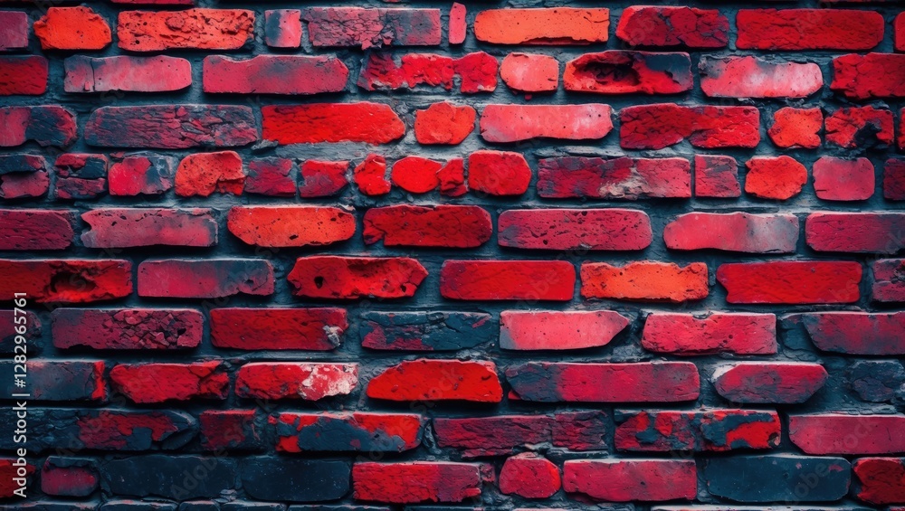 Poster red brick wall texture with variations in color and weathering for background or architectural desig