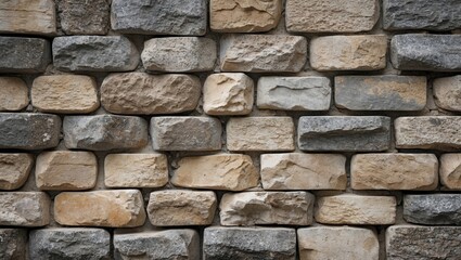 Obraz premium Textured arrangement of varied stones forming a rustic wall with natural earth tones and rough surfaces