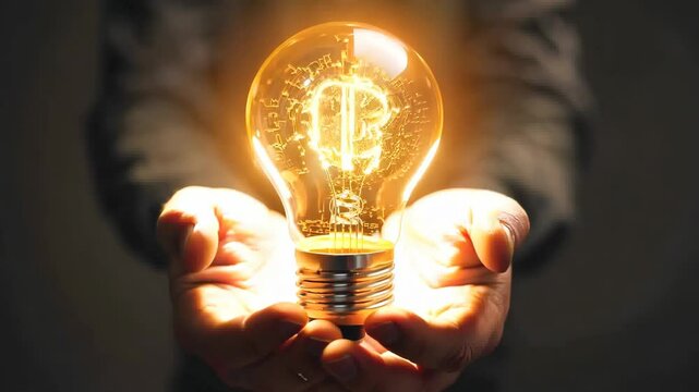 businessman holding light bulb idea thinking good hands and 