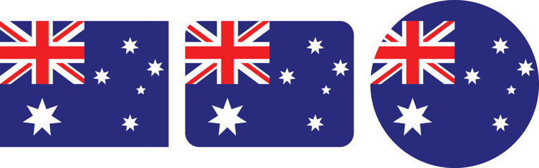 Australian Flag Variations in Square and Circle Shapes