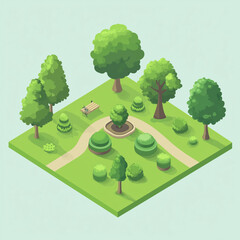 Isometric 3d illustration park trees forest nature elements flat design background for landscape design. Vector isolated for a city map, games, and your town