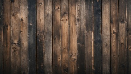 Dark weathered wooden wall with vertical planks displaying texture and natural grain details in rustic design