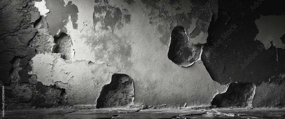 Canvas Prints textured wall with peeling paint and visible damage in a monochrome setting creating an industrial a