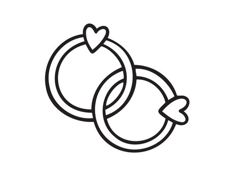 recommend clip art: Bonded wedding rings doodle hand drawn icon. Marriage proposal. Diamond ring in heart shape. Concept of wedding, valentine, love. 